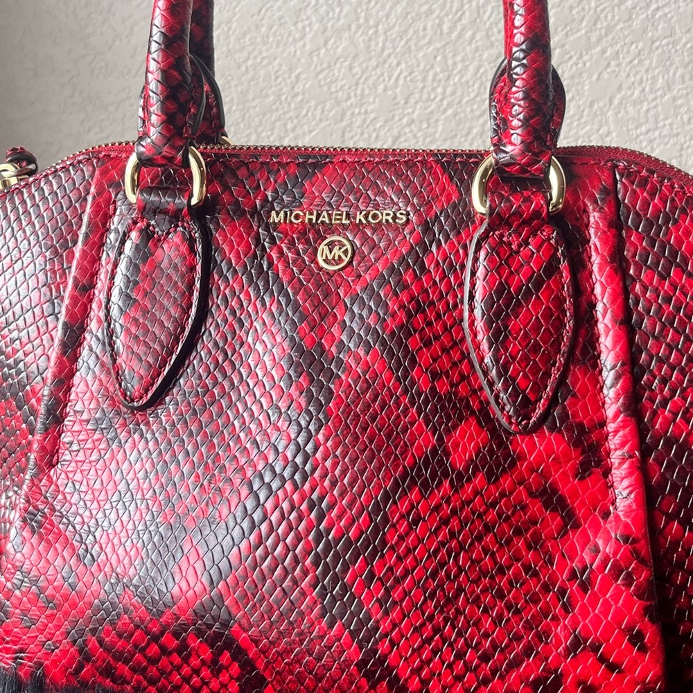 Micheal Kors Red Python Embossed Handbag - image 2
